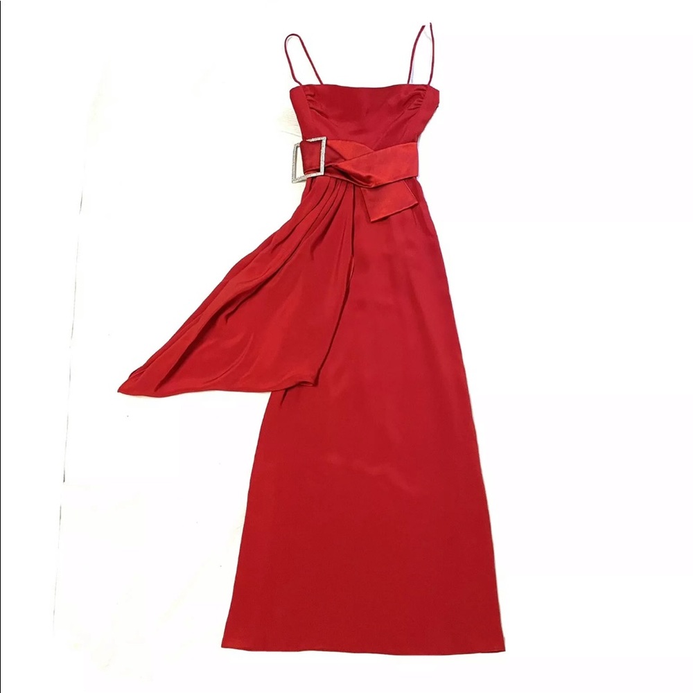 Valentino Evening Gown Dress Red Crystal Belt